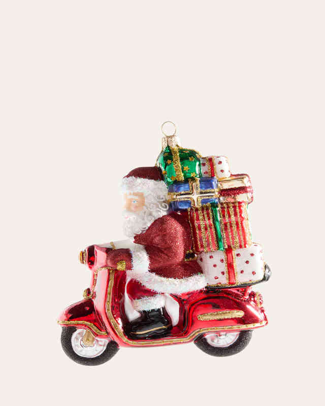 Santa Claus on Scooter Christmas Ornament